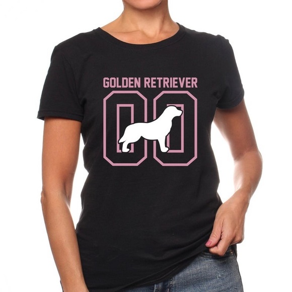 Women’s FootballStyle Golden Retriever Dog Mom Tee - Picture 1 of 2